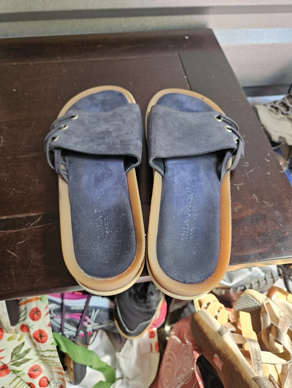 Mia Paoli Womens Sandals Blue Suede Made in Italy Size 9 - Picture 3 of 6